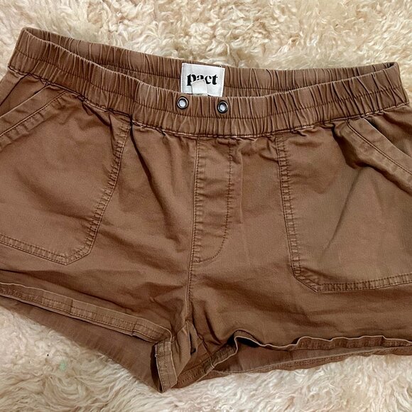 Pact Organic Cotton Shorts, Size L, Brown/Tan - Picture 1 of 3